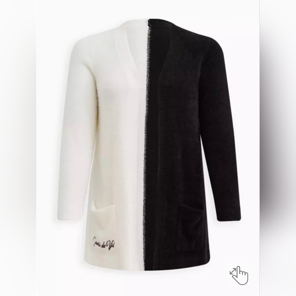 Torrid Disney Villains Cardigan - Nylon Knit Cruella Black & White